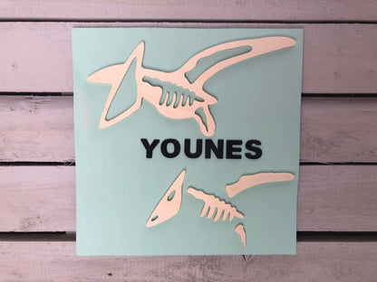 Cadre Dinosaure en bois personnalisable