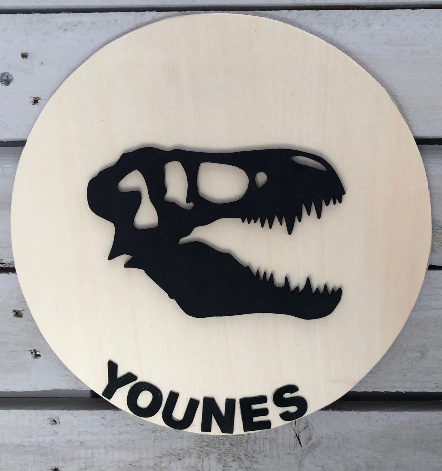 Cadre Dinosaure en bois personnalisable