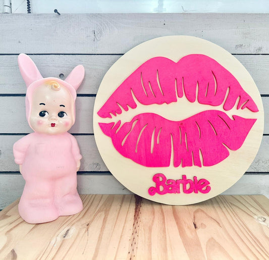 cadre 3D en bois Édition BARBIE "bisou"