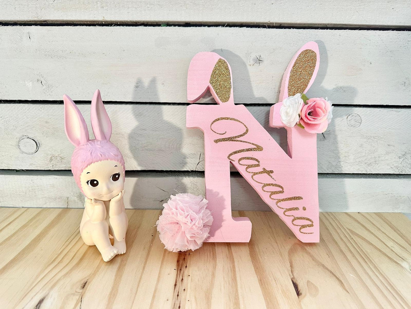 Lettre en bois lapin personnalisé