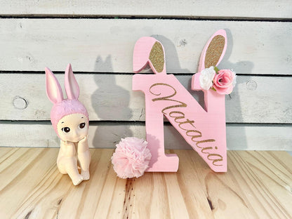 Lettre en bois lapin personnalisé