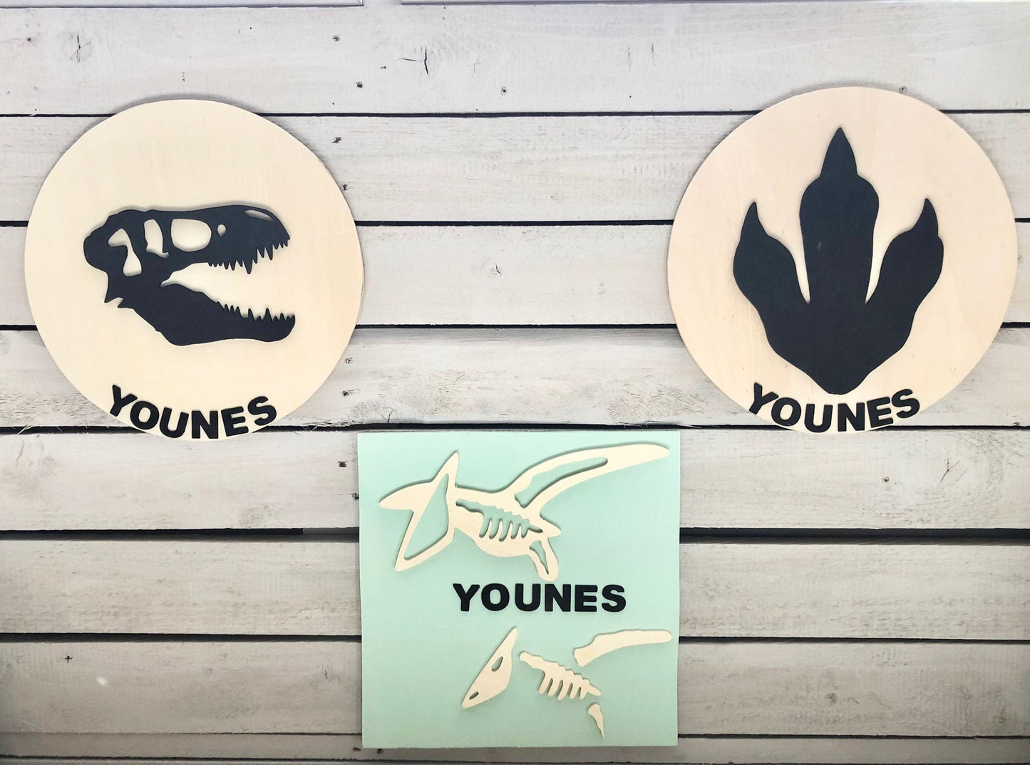 Cadre Dinosaure en bois personnalisable