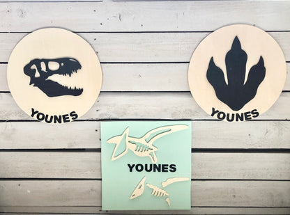 Cadre Dinosaure en bois personnalisable