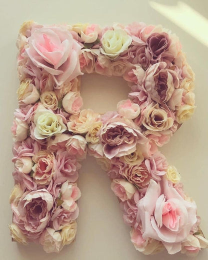 Lettre bois fleuries de roses differents cm
