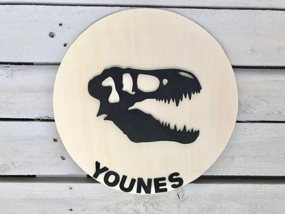 Cadre Dinosaure en bois personnalisable