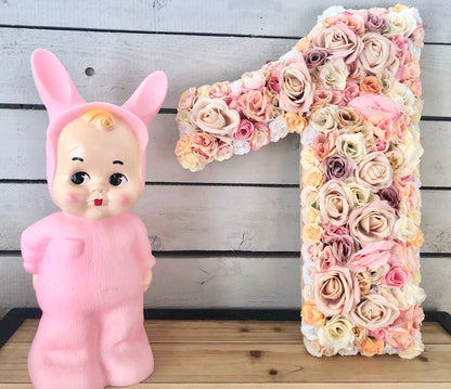 Lettre bois fleuries de roses differents cm