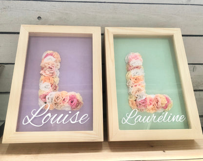 Cadre prenom grande lettre fleuries