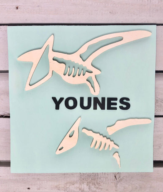 Cadre Dinosaure en bois personnalisable
